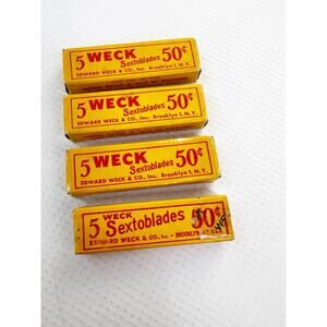 4 Vintage Edward Weck & Co Sextoblade Single Edge Safety Razor Blades New York